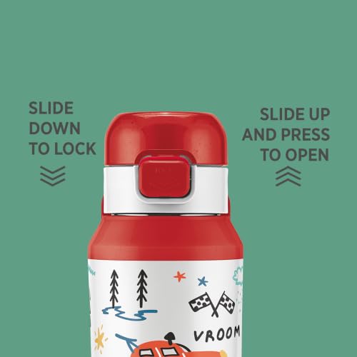 Image of Milton Steel Helio 600 Thermoware Water Bottle 520 ml with One Touch Safety Lock & Twin Lid Sip or Gulp, Long Hours Hot & Cold, Leak Proof, ISI Certified, PU Insulated, for Kids, School, Red