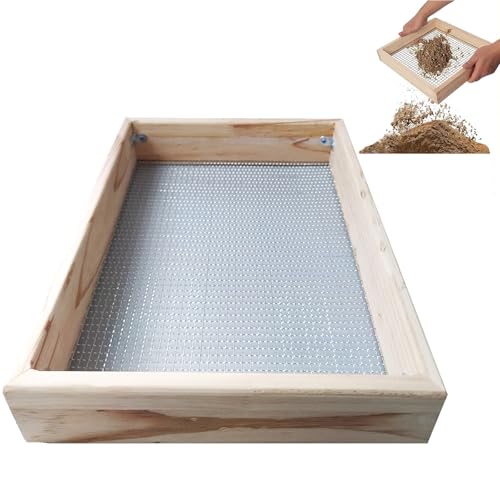HANQ Tamiz de suelo para jardinería, 15.75 x 11.8 pulgadas, tamiz de tierra de mano de madera para jardinería, tamiz de roca para rocas, tamiz de compost, tamiz de suelo de madera, tamiz de jardín