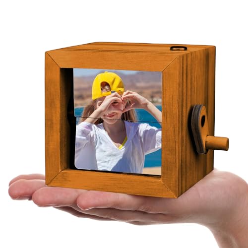 Álbum de Fotos Personalizado con Mecanismo de Manivela, Caja Fotográfica de Madera con Texto Grabado y Luz LED, Ideal como Regalo para Cumpleaños, Día de San Valentín o Aniversario miniatura 1