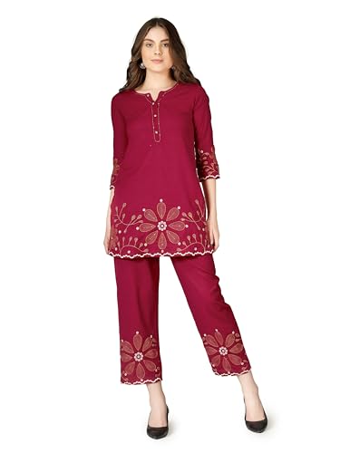 Tunique coton femme broderie Kantha et palazzo pour vos sorties d'été et événements