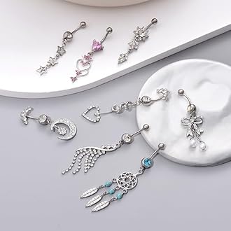 TAMHOO 15PCS 14G Stainless Steel Belly Button Rings for Women with AAA Cubic Zirconia