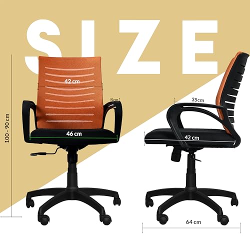 Image of Seventh Heaven Bolt Mid Back Revolving Office Chair for Work from Home, Study, and Computer Use | Heavy Duty Base | Ergonomic Mesh Design | Durable & Comfortable Seating (Orange Mesh)