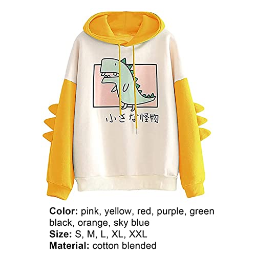 Moletom de manga comprida com estampa de dinossauro, mistura de algodão, para meninas adolescentes,