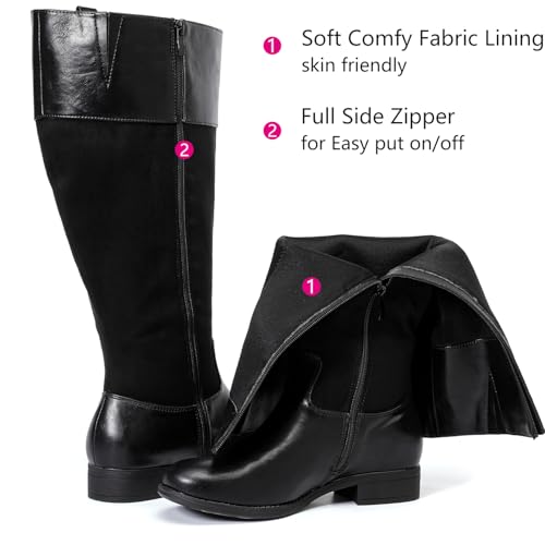 Luoika Women's Extra Wide Calf Knee High Boots, Plus Size Wide Width Knee-High Boots Winter Fall Low Heel Ridding Boots.3