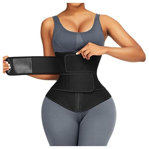 FeelinGirl Waist Trimmer Stomach Fat Burner Belly Trainer Sports Girdle Plus Size For Women Black