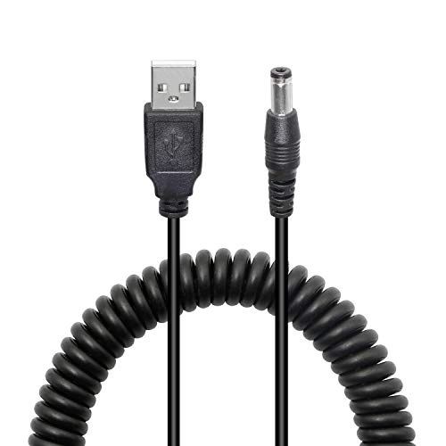 Cable elástico USB a CC 5,5 mm x 2,1 mm, USB 2.0 A macho a CC 5,0 mm x 2,1 mm, adaptador hembra para tiras LED, mini ventilador y más dispositivos electrónicos de 5 V (estilo 1) Cover