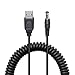Coiled Elastic USB to DC 5,5 mm * 2,1 mm Cable, USB 2,0 A męski na DC 5,0 mm x 2,1 mm adapter żeński do taśmy LED, mini wentylator i inne urządzenia elektroniczne 5 V (styl 1)
