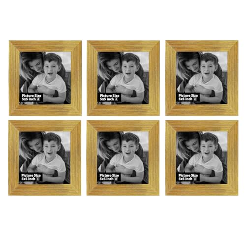 Image of Art Street Decorative Premium Set of 6 Individual Wall Hanging Picture Frame for Home, Living Room, Study Room Decor & Office Decor(5 inch X 5 inch Picture Size) - Gold