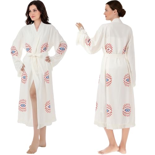 Bonuci Evil Eye Kimono Robe Boho Beach Cover-up
