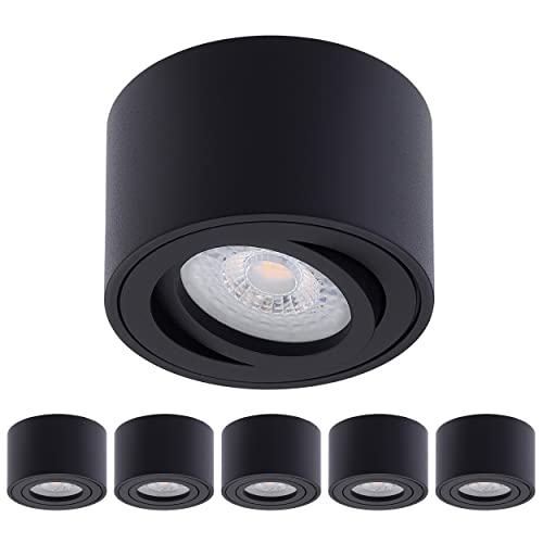 Oktaplex 6 Stück Aufbauspot Lile Schwarz - inkl. LED Modul dimmbar 5W 230V...