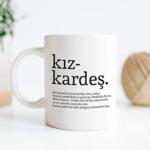 Kupa, Kız Kardeş Kelime Anlamlı Baskılı Kahve Bardağı Kız Kardeşe Özel Tasarım Hediye 107226