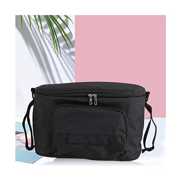 Tomotato Kinderwagen Organizer, Universelle Kinderwagen Aufbewahrungstasche mit Mehreren Taschen, Großer Kapazität Kinderwagentasche Buggy für Windeln Handys(Schwarz mit Riemen)