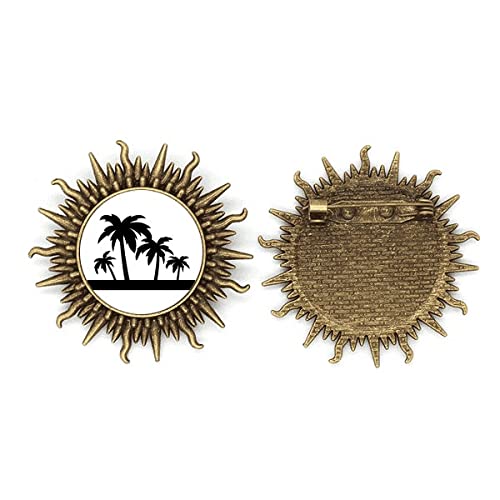 Broche en métal noir avec motif cocotier pour cadeau d'anniversaire