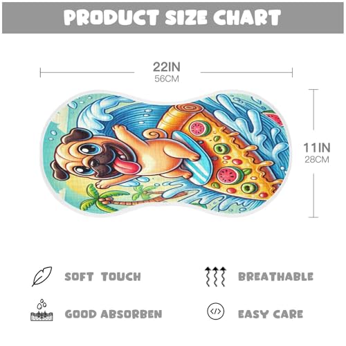 Surfing Pug Pizza Azure Baby Burp Cloths Muslin Burp Cloths Soft Burp Cloth Burp Rags Cotton Burp Clothes Absorbent for Boy Newborn Girl Unisex 1 Pack 22x11 Inches2