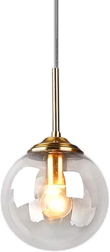 Miniatura 3 de H XD GLOBAL Lámpara colgante industrial retro de 3 vías, lámpara colgante de racimo, accesorios de latón con pantalla de globo de vidrio