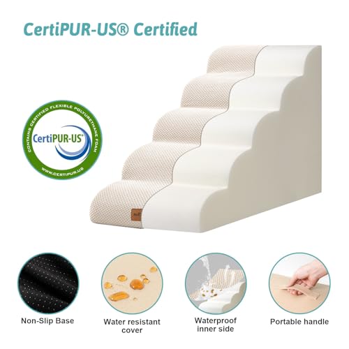 Dog-Stairs-for-Small-Dogs-Pet-Stairs-for-High-Beds-and-Couch-Pet-Ramp-for-Small-Dogs-and-Cats-Light-Khaki-Five-Steps - Cucciolini Doodles   Dog-Stairs-for-Small-Dogs-Pet-Stairs-for-High-Beds-and-Couch-Pet-Ramp-for-Small-Dogs-and-Cats-Light-Khaki-Five-Steps