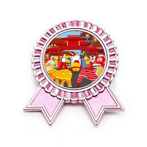 Broche lion chinois China Town rose M en métal une idée cadeau originale pour passionné d'Asie