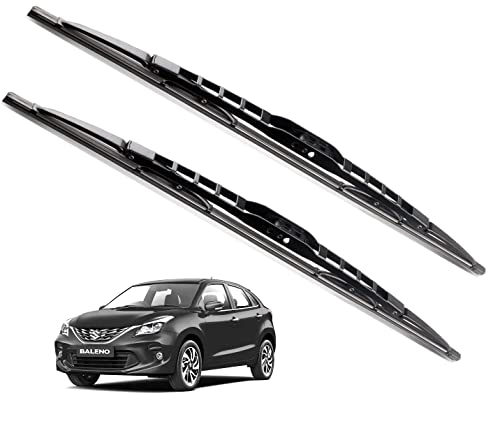 Image of Euro Care Metal Type Wiper Blade Compatibility with Maruti Baleno-2022-Onwords Windshield Car Wiper Blade Size D-21,P-18