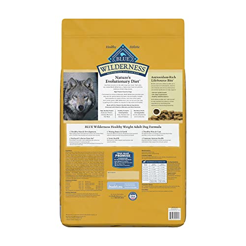 Image of Blue Buffalo Wilderness with Chicken High Protein Healthy Weight Dry Dog Food for Adult Dogs, 30% Protein, Supports Immunity With Antioxidant-Rich LifeSource Bits, 24 lbs.