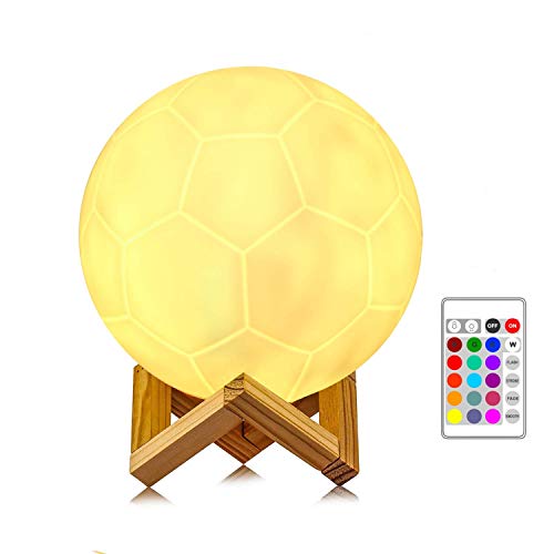 anaoo LED Luz de Noche Lámpara de fútbol Luz ambiente Grande(16CM) en 16 Colores, Lámpara de Mesa Noche con Sensor, Buen Regalo para Niños Lámpara de decoración [Clase de eficiencia energética A]