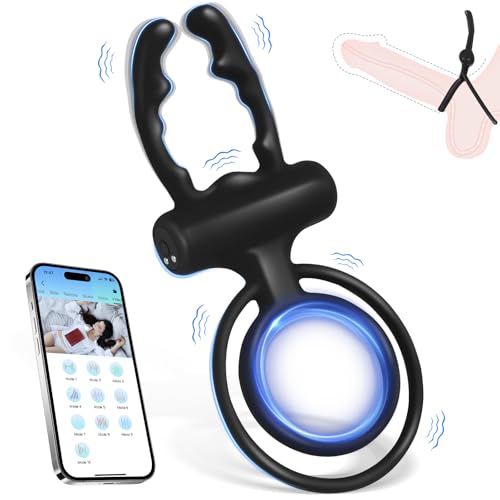 Anillo Vibradorador Pene Clítoris Juguetes Sexuales, Juguetes Eróticos para Pareja Sexuales 10 Modos Anillo Vibrador dual Anillo Pene Juguetes Sexuales Hombre Sex Toys