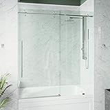 VIGO Adjustable 56-60' W x 66' H Elan E-Class Frameless Sliding Rectangle Tub Door with Clear Tempered Glass, Reversible Door Handle and Stainless Steel Hardware in Stainless Steel-VG6021STCL6066