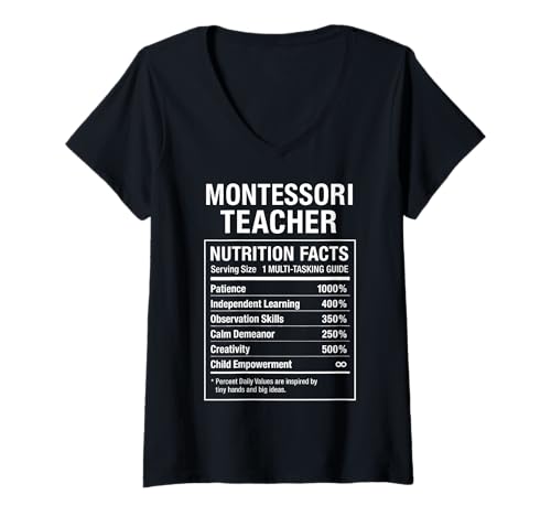 Mulher fatos do professor Montessori t-shirt decote em V