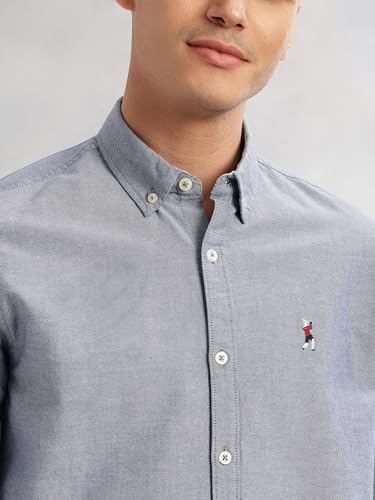 Image of Thomas Scott Men's Cricket Club Collection Classic Regular Fit Twill Shirt | 100% Cotton Long Sleeve Solid Shirt with Button Down Collar (Available in Plus Size)