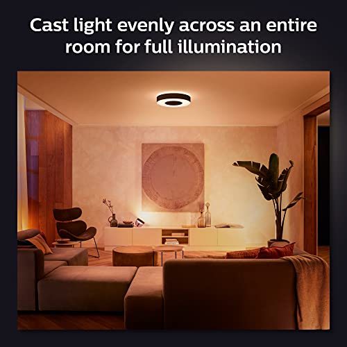 Image of Philips Hue Infuse Medium Ceiling Lamp, Black - White and Color Ambiance Color-Changing Smart LED Light - 1 Pack - Control with Hue App - Compatible with Alexa, Google Assistant, and Apple Homekit