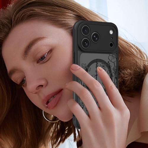 Image of KANGHAR Case for iPhone 17 Pro Max Florals Pattern | [Compatible with Magsafe] Cute Blooming Flowers Protective Magnetic Case for Girls Women Men