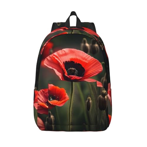 Sac à dos en toile imprimé coquelicot rouge WURTON pour vos randonnées et le travail