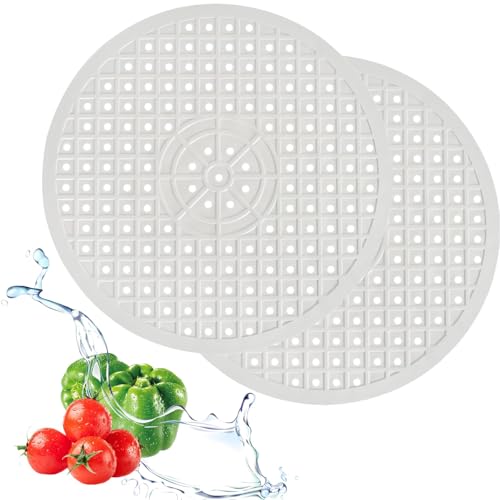 Tapis Evier Cuisine Caoutchouc, 2 Pièces Protege Evier Cuisine, Blanc Tapis Fond D'évier Rond, Pliable Rond Sink Mat, Réutilisable Egouttoir Evier...