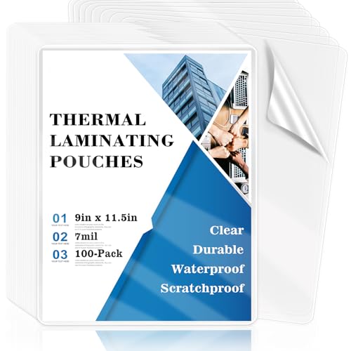 Image of 100 Pack 8.5x11inch 7mil Letter Size Laminating Sheets Thermal Laminating Pouches Paper Laminator Sheets File Card Laminator Pouches 8.5x11inch for Permits Cards File Photos