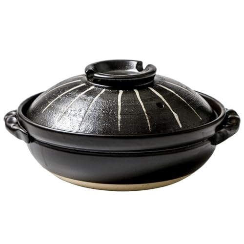 Eleeonora Olla De Barro Japonesa,Cacerola Japonesa Resistente Al Caliente,Cazuela Resistente Caliente con Tapas Japonesa,Seguro Y Fiable,Apto para Cocinar Sopas Y Guisos