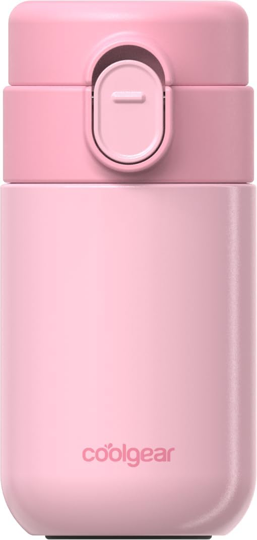 COOL GEAR 2-Pack 8 oz Purse Bottle Stainless Steel Water Bottle, Compact Mini Bottle with Flip Top Lid, BPA-Free, Leak-Resistant, Small Water Bottle for Purse, Travel, On-the-Go (PINK/BLACK) image 3