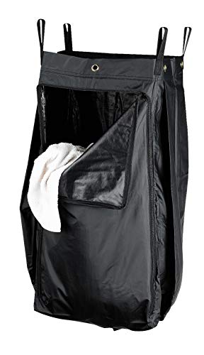 Image of Commercial Housekeeping Cart with High-Capacity 34-Gallon Rolling Utility Bag, PVC Trash Service Bin for Janitor Supplies, Office Maintenance, and Garbage Tool Work - Brown