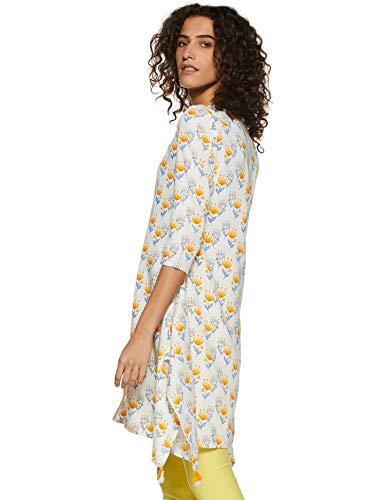 Image of global desi Womens Round Neck Floral Printed Asymmetrical Tunic