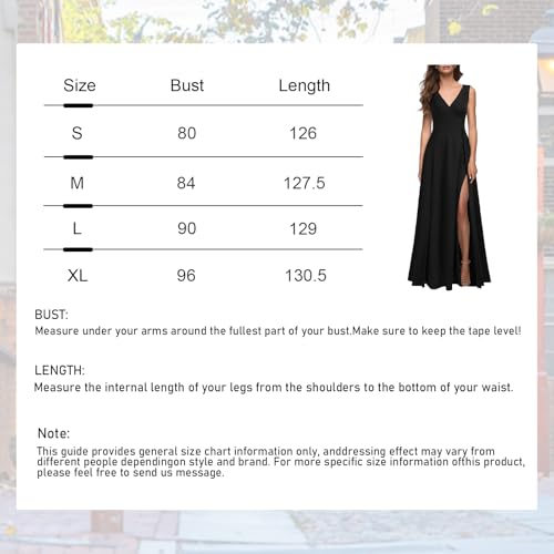 AOWVUTS Abendkleider Elegant für Hochzeit Festlich Brautjungfernkleider Formeller Abschlussball V-Ausschnitt Sexy Maxikleid mit Schlitz Ärmellos Sommer Ballkleider Lang Cocktailkleid Abschlusskleid