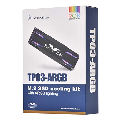 Image of Silverstone Technology TP03-ARGB M.2 SSD Cooling kit with ARGB Lighting, TAA Compliant