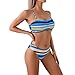 Women's 4 Piece Swimsuits Sets, Mesh Sheer Summer Beach Short Sleeve Cover Up Outfits Fashion Vacation Bathing Suits Light Blue