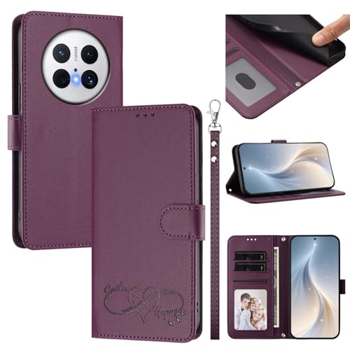 Jiajihua Cover Compatible with Huawei Mate 70 Pro Phone Case【Card Cash Slot Wallet Design Flip Kickstand Drop Protection】 Violet