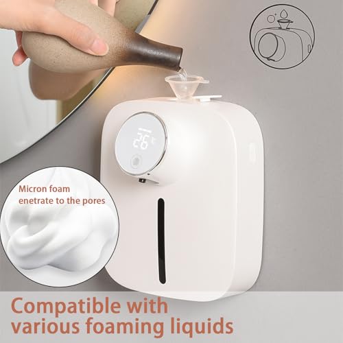 Image of Automatic Soap Dispenser Touchless,Soap Dispenser for Kitchen Sink,Foaming Soap Dispensers-Rechargeable, Adjustable Foam Volume with Digital Display & Temperature Monitoring (White)