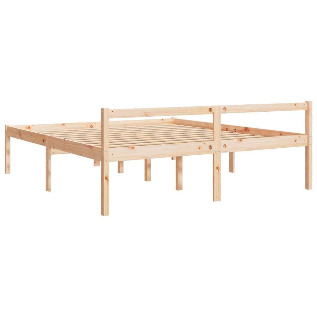Seniorenbett 200x200 cm aus Kiefer-Massivholz - Hohes Doppelbett mit Kopfteil, Massivholzbett Seniorengerecht mit 45 cm Sitzhöhe, Stabiler Bettrahmen für Schlafzimmer