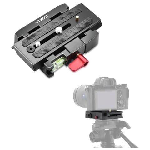 UTEBIT P200 Quick Release Plate - Aluminum Alloy Camera Tripod Base Plate with 1/4" and 3/8" Screw Hole Compatible with 557 500 701 Ball Head Quick Release Manfrotto 500AH/501 Individual Bottom Cover