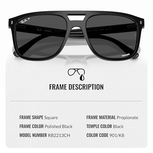 Ray-Ban RB2213CH CHROMANCE Square Shaped Sunglasses for Men & Women with Official RAYBAN Eyewear Kit3