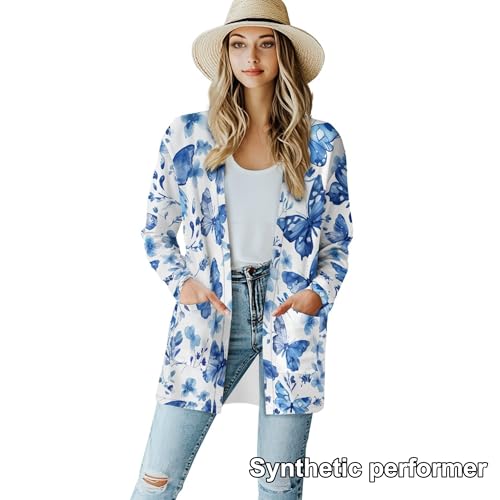 Image of Cardigan Sweaters for Women Long Sleeve Cardigan Soft Drape Open Front Fall Dusters V-Neck Jackets Dressy Loose Coat