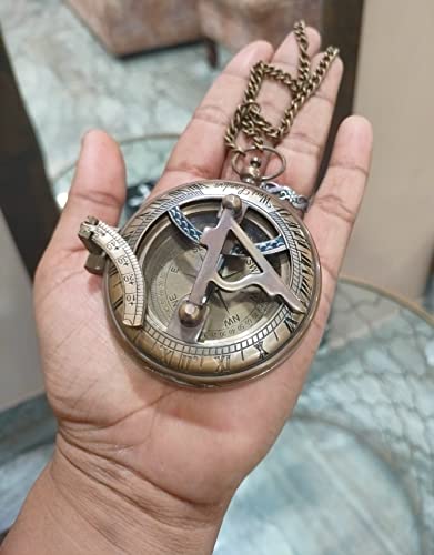 Brújula de bolsillo vintage de latón con brújula solar miniatura 5