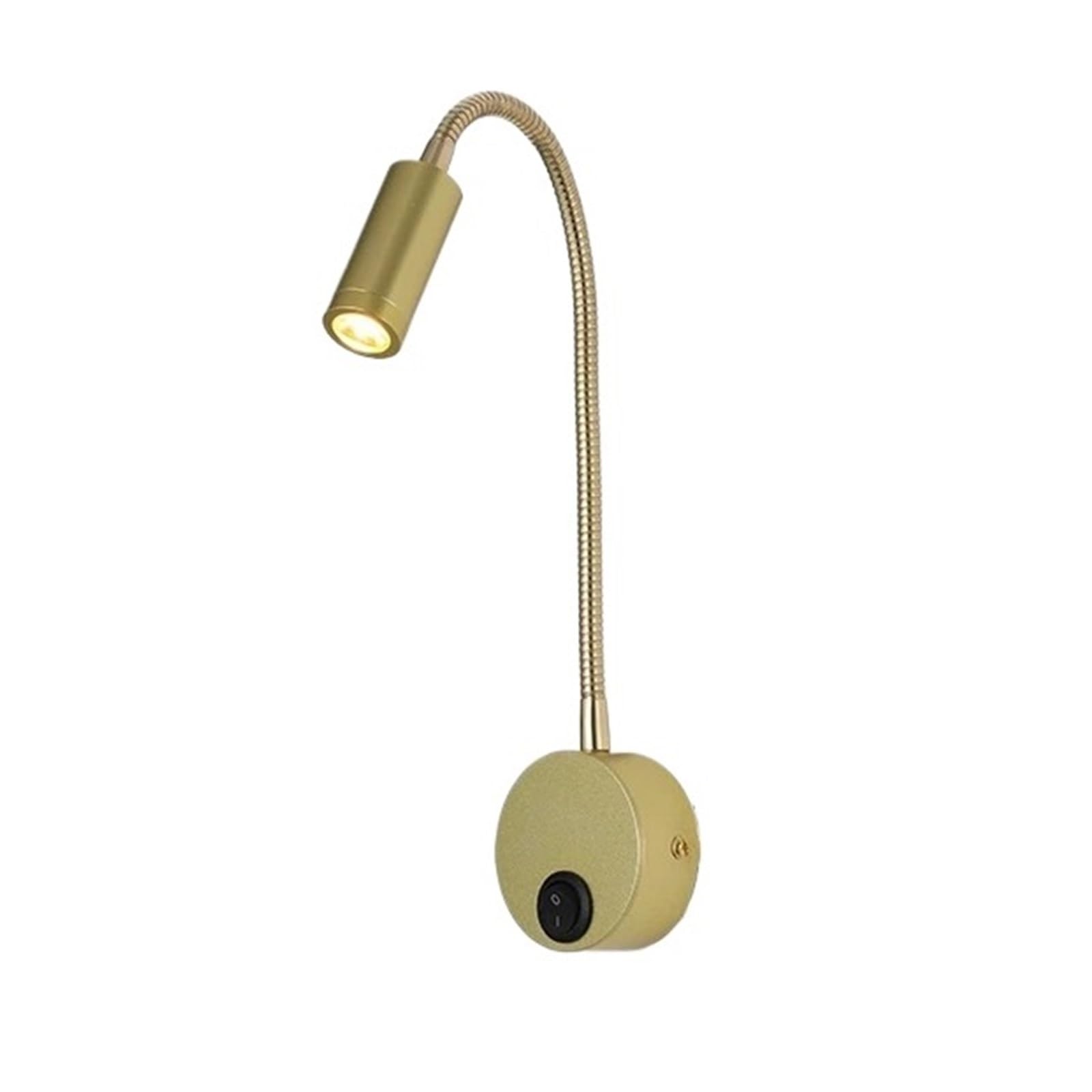 DOTHMVGTD LED 3W Gooseneck Reading Wall Lamp Flexible Adjustable with Switch Work Study Mounted 85-265V Bedroom Bedside Night Light No Wiring Needed(Golden)