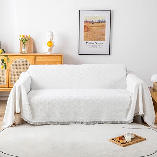 LHGOGO Multifunctional Sofa Throws 2 Seaters Throws for Sofa Bedspread,Settee Throw White (180x230cm)