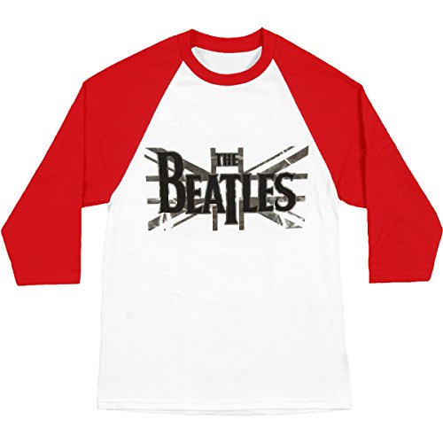 Beatles Men's Union Jack Baseball Jersey X-Large White